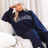 Varsity Oversized Knitted Jumper - Navy