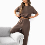 Soft Waffle Oversized T-Shirt - Brown