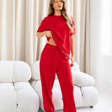 Soft Waffle Oversized T-Shirt - Red