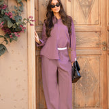 Alana Double Waist Trousers - Dusty Rose