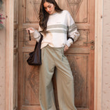 Kady Cross Over Trousers - Warm Olive