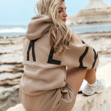 Isabel Hoodie & Jogger Shorts Set - Tan
