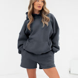 Isabel Hoodie & Jogger Shorts Set - Charcoal