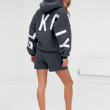 Isabel Hoodie & Jogger Shorts Set - Charcoal