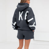 Isabel Hoodie & Jogger Shorts Set - Charcoal