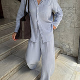 Mila Wide Leg Trousers - Summer Blue